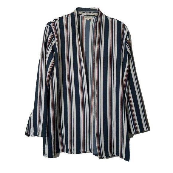 Rebellion Cute Open Front Cardigan Top ~ Sz M ~ Stripes ~ Long Sleeve - Picture 6 of 7